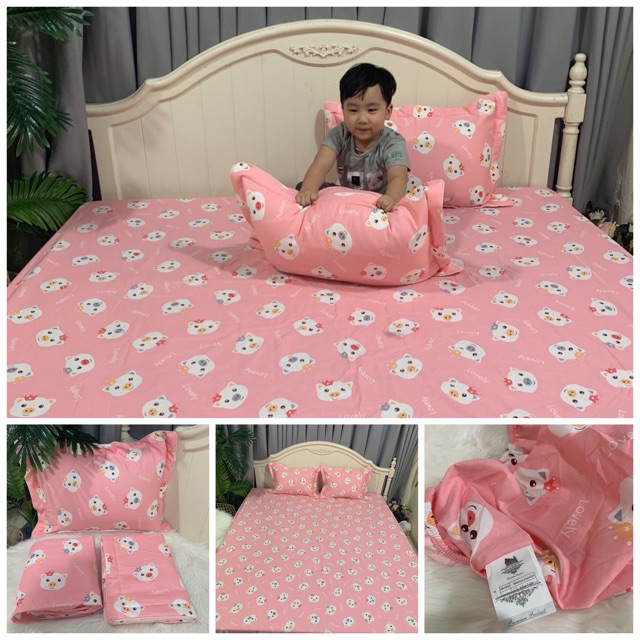 [FOR BABY] Bộ ga gối cotton 100% hàng Việt Nam (ga chun vỏ gối- ảnh thật - đủ cỡ)