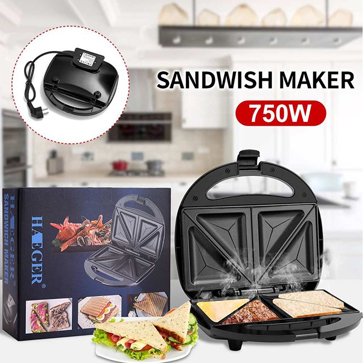 Máy nướng kẹp thịt, nướng bánh mì Sandwich [Phân phối độc quyền] Haeger