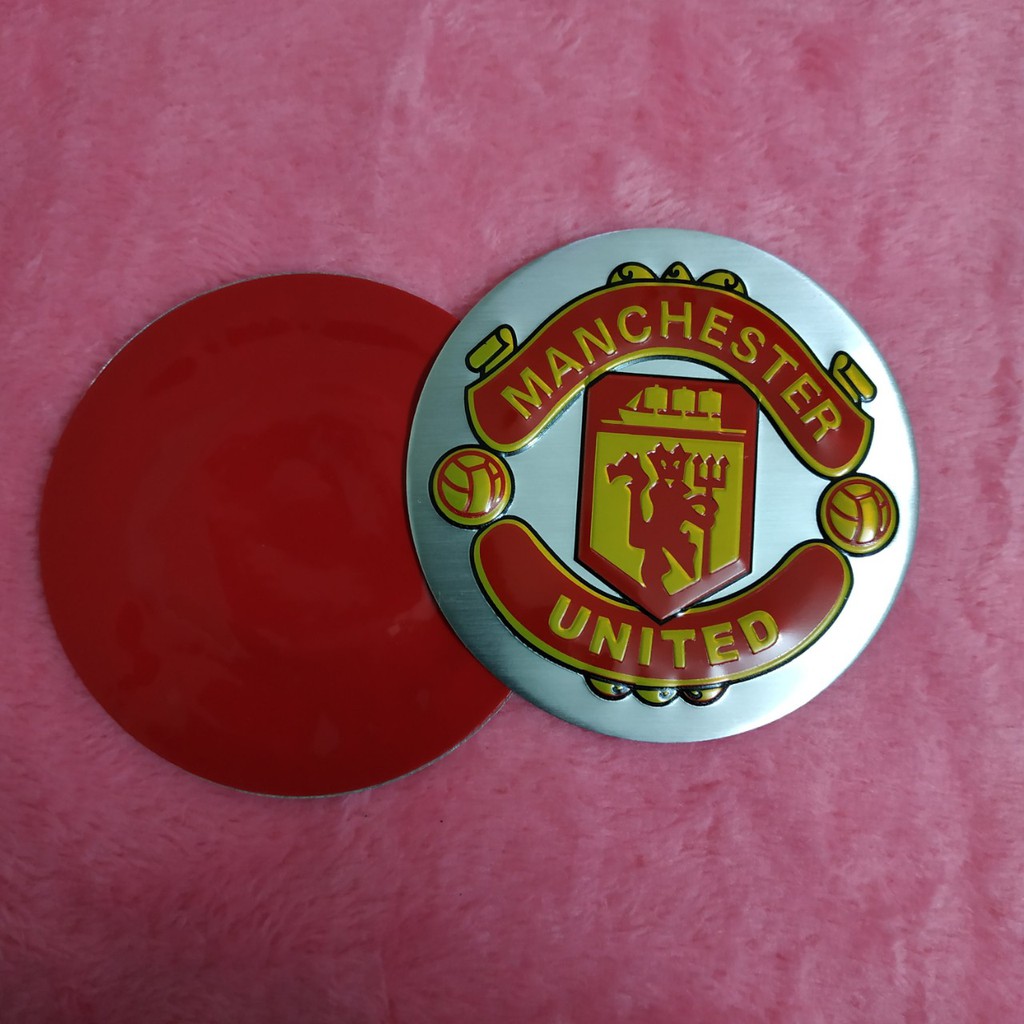 [Mã LIFEAUMAY giảm 10% tối đa 30k đơn 150k] Tem nhôm dán xe logo Manchester United tròn 7.5cm