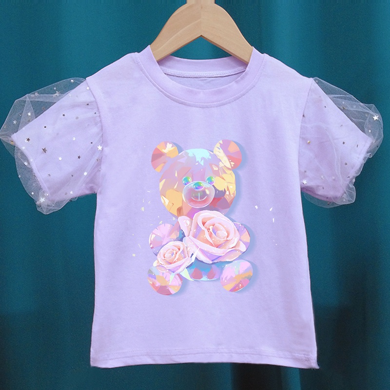 Áo Thun 100% Cotton Mềm Mại In Họa Tiết Hoạt Hình Nhiều Màu Xinh Xắn