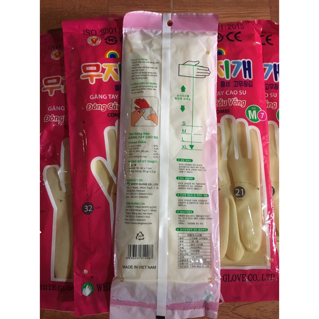 Găng tay cao su Đông Cầu Vồng dài 32cm size M,S