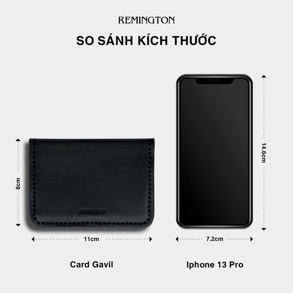 Ví nam mini nhỏ gọn CARD GAVIL thiết kế ngăn gợn sóng chất liệu da nappa thượng hạng thương hiệu REMINGTON