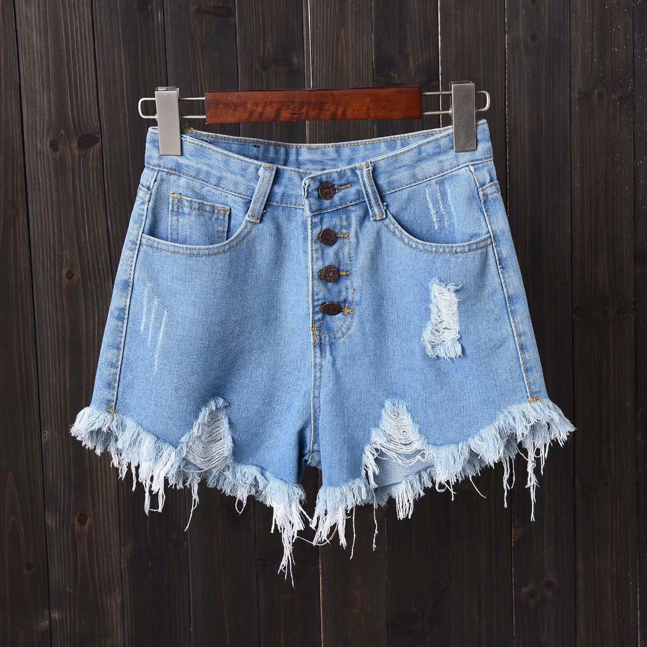 Quần Short Jeans Lưng Cao Mài Rách Thời Trang Cho Nữ | BigBuy360 - bigbuy360.vn