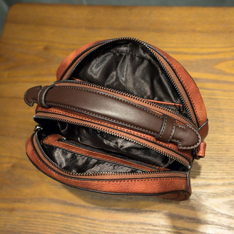 Túi Xách Da Đeo Vai Dáng Tròn Phong Cách Vintage Cho Nữ