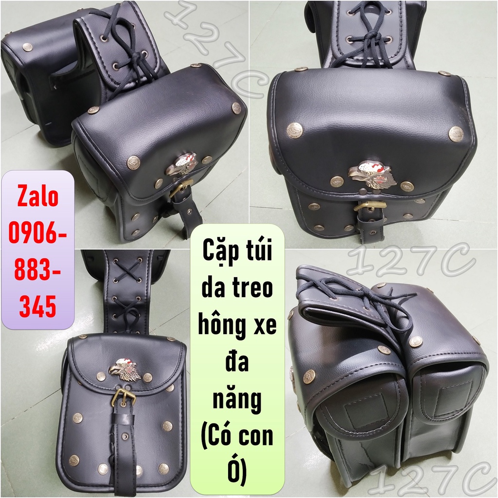 Cặp túi da treo hông xe đa năng (Có con Ó)