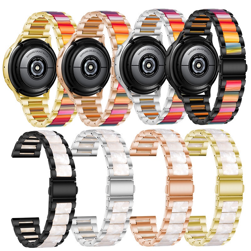 Dây Đeo Tay Bằng Hợp Kim + Nhựa Resin 20mm 20mm Cho Đồng Hồ Samsung Galaxy Watch4 3 Active 2 S3 Garmin Venu 2 Plus Vivoactive 3
