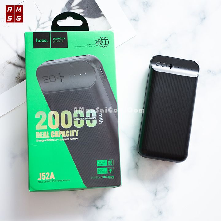 Sạc Dự Phòng HOCO J52A 20000mAh - Sạc Nhanh - 2 Cổng USB - Chính Hãng