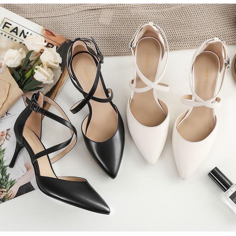 Giày cao gót chữ X gót nhọn cao 8 phân thời thượng LNC30