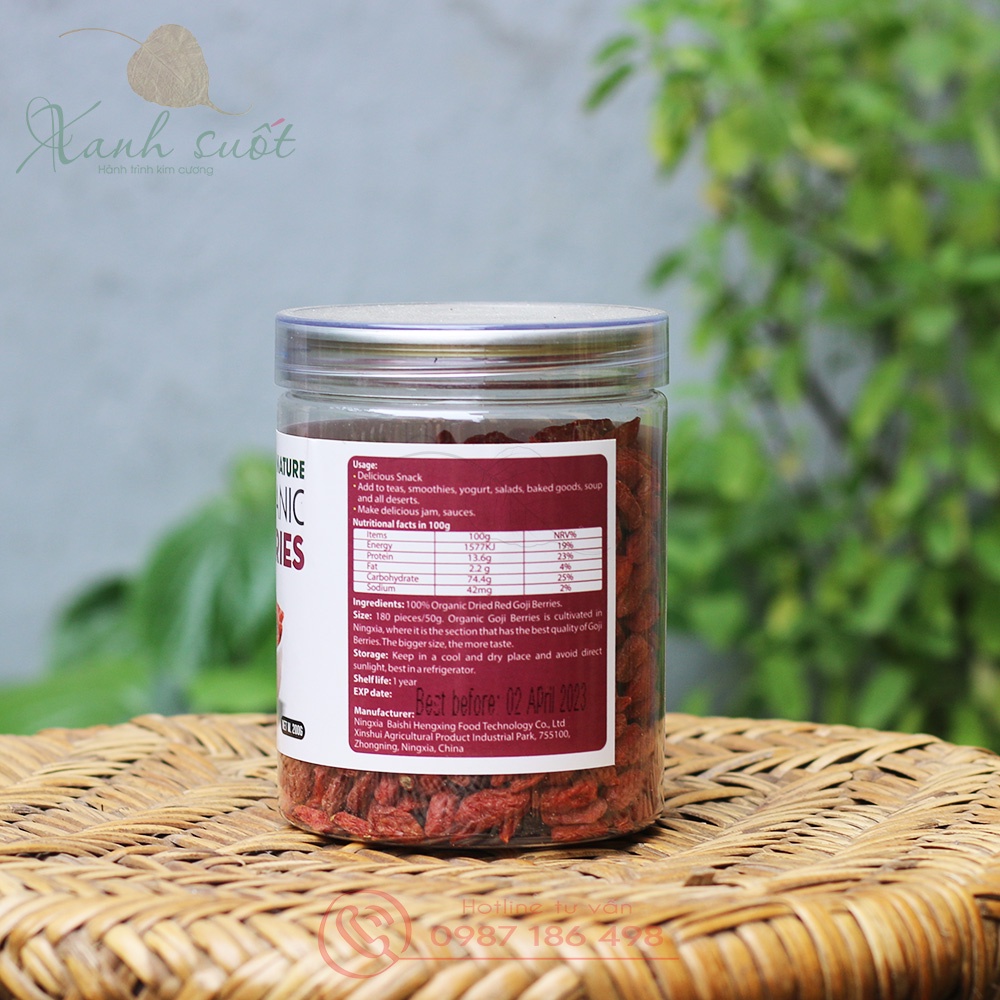 [Green Nature] Kỷ Tử Ninh Hạ Hữu Cơ- Trái To, Tươi Ngon, Nhiều Dưỡng Chất, An Toàn- Organic Goji Berries [Xanh Suốt]