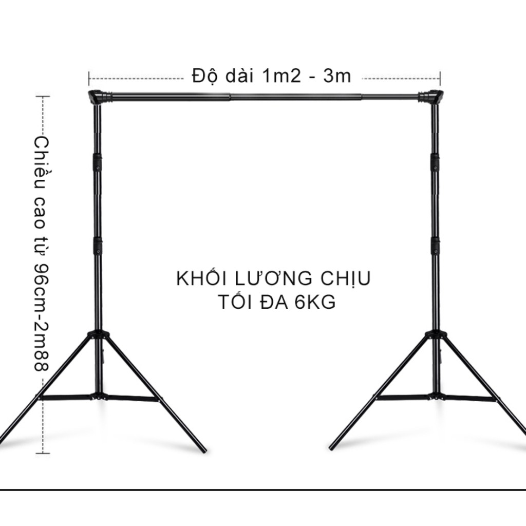 Khung treo phông nền chụp ảnh chữ U cao 2m88x3m