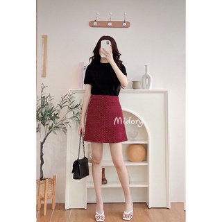 chân váy dạ đỏ