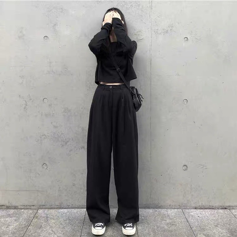Quần Tây Nữ Simple Pant Lưng Cao Dáng Suông Form Rộng Ống đứng Màu trơn ulzzang Hàn Quốc