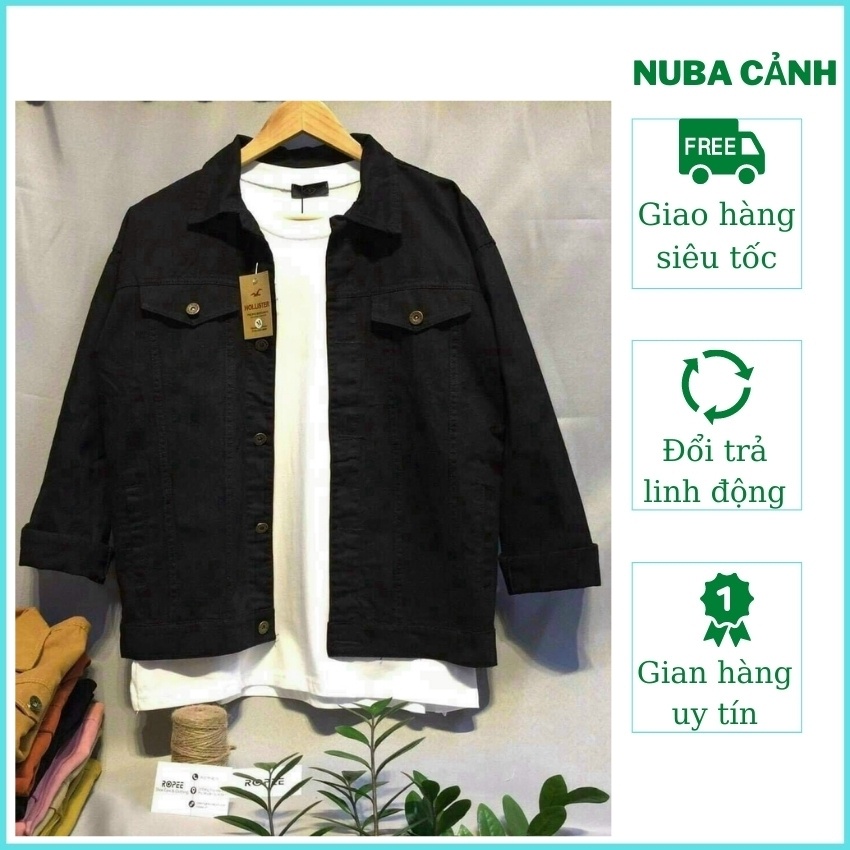 Áo khoác KaKi jean nam màu đen trơn đẹp giá rẻ AT 5