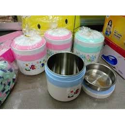 HỘP ĐỰNG CƠM GIỮ NHIỆT-CÀ MÊN 2 NGĂN RUỘT INOX NHỰA VIỆT NHẬT DUNG TÍCH 1L