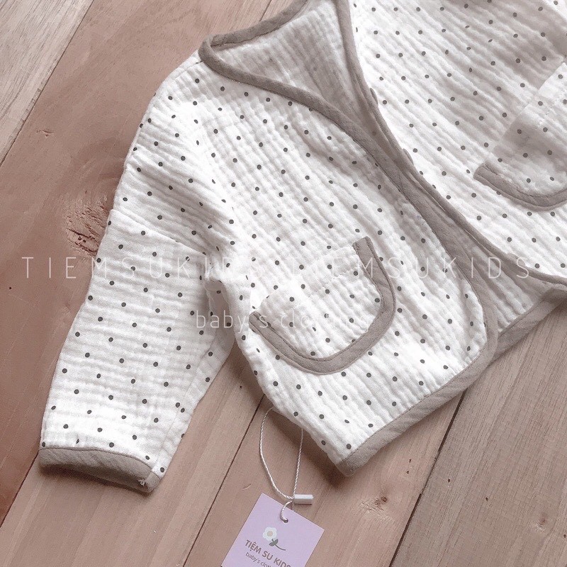 Áo khóac mùa thu vải xô muslin mỏng nhẹ cho bé
