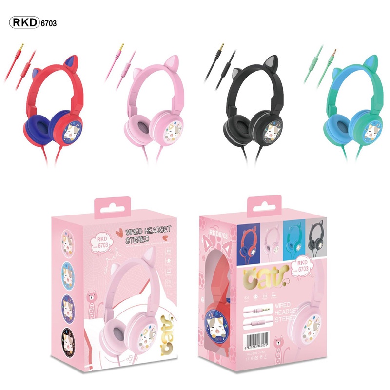 Tai Nghe Chụp Tai Hình Tai Mèo Dễ Thương Có Dây Kèm Mic Cho Máy Tính Bảng/Laptop/MP3