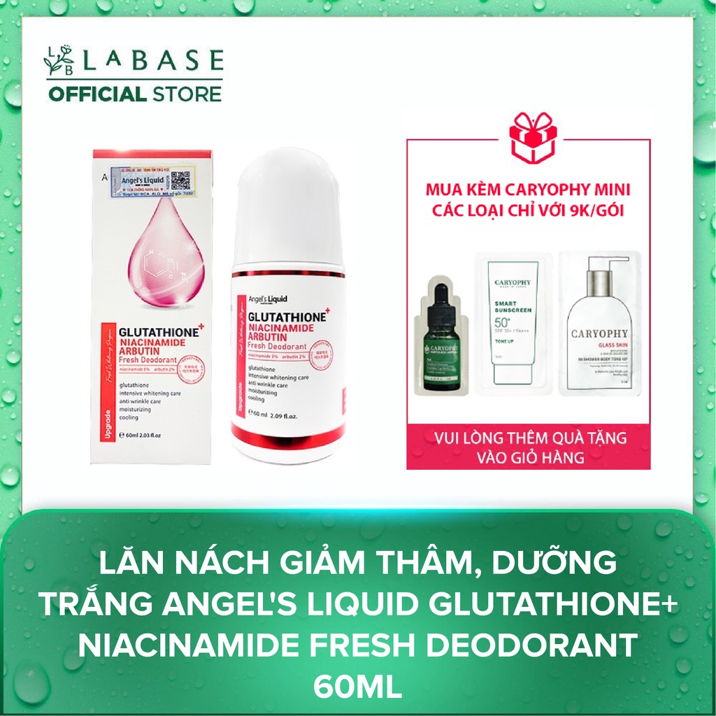 Lăn nách giảm thâm, dưỡng trắng Angel's Liquid Glutathione+ Niacinamide Fresh Deodorant 60ml [Hàng nhập khẩu chính hãng]