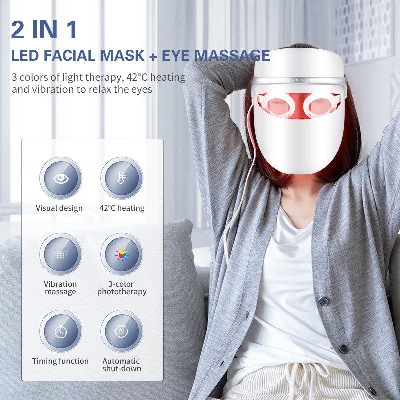 [Mã FMCG100K - 10% đơn 500K] Mặt nạ đèn LED ANLAN 3 màu hỗ trợ giảm mụn và nếp nhăn | BigBuy360 - bigbuy360.vn