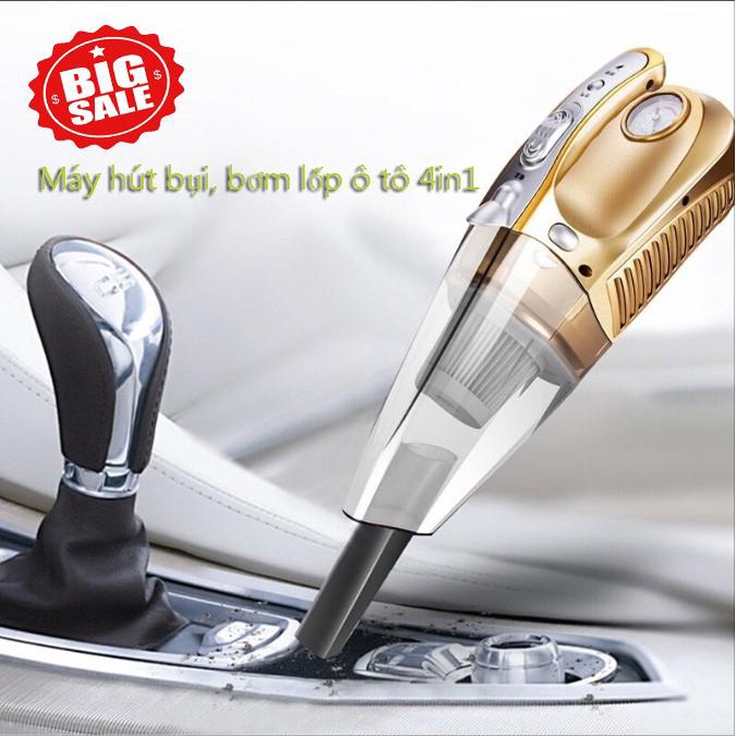 Máy Hút Bụi, Bơm Lốp Ô Tô 4 in 1 Cao Cấp, Hút Sạch Bụi Bẩn, Nhanh Chóng Nhỏ Gọn, Bảo Hành Uy Tín Lỗi