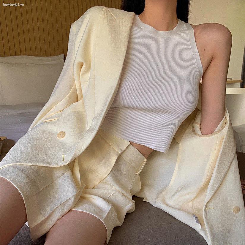 Bộ Áo Khoác Suit + Quần Short Lưng Cao Xinh Xắn Theo Phong Cách Mùa Xuân Hàn Quốc 2021