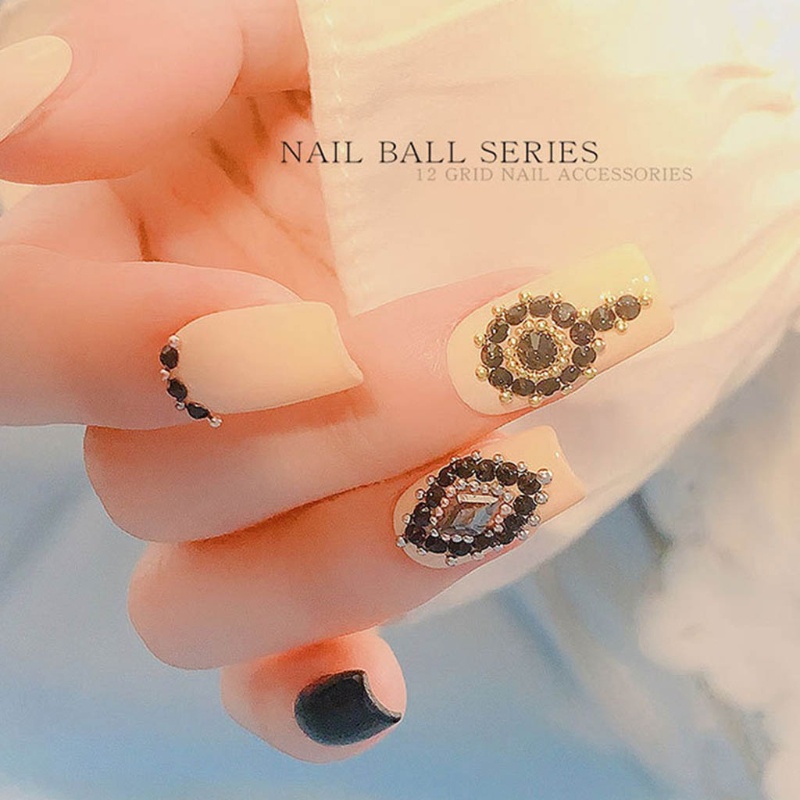 Hộp Hạt Thép 12 Ngăn Dùng Trang Trí Móng Tay Nghệ Thuật