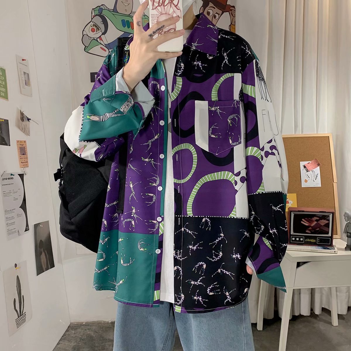 Áo Khoác Sơ Mi Nam Dài Tay In Họa Tiết Đường Phố 3 Màu (M-3Xl) | BigBuy360 - bigbuy360.vn
