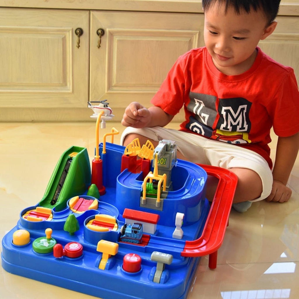 Ô tô đồ chơi cho bé lắp ráp đường đua phiêu lưu phát triển tư duy, xe ô tô đồ chơi cho bé BOBIKIDS OT03