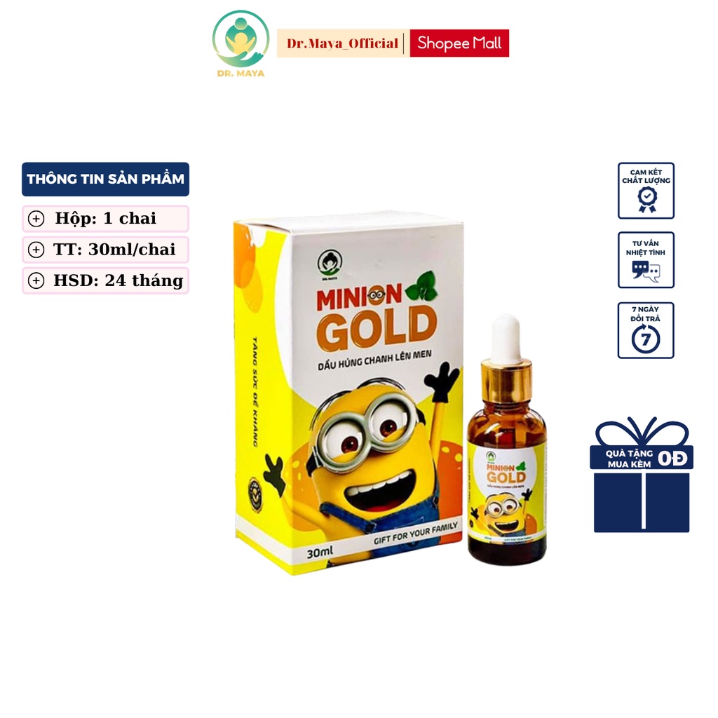 Dầu húng chanh lên men Minion Gold Dr.Maya thể tích 30ml - Combo 2 sản phẩm