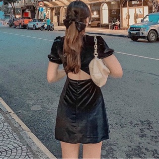 ĐẦM NHUNG CỔ V HỞ LƯNG (KÈM HÌNH KÈM CLIP)