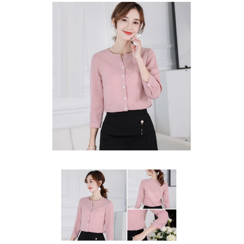 áo sơ mi nữ Công Sở GIÁ SỈ Kiểu Cổ Tròn Tay Lỡ Cài Nút | BigBuy360 - bigbuy360.vn