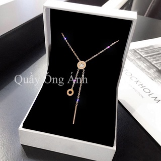Vòng cổ, dây chuyền bản mảnh phối nút kim loại tròn nhẹ nhàng, thanh lịch - VC01