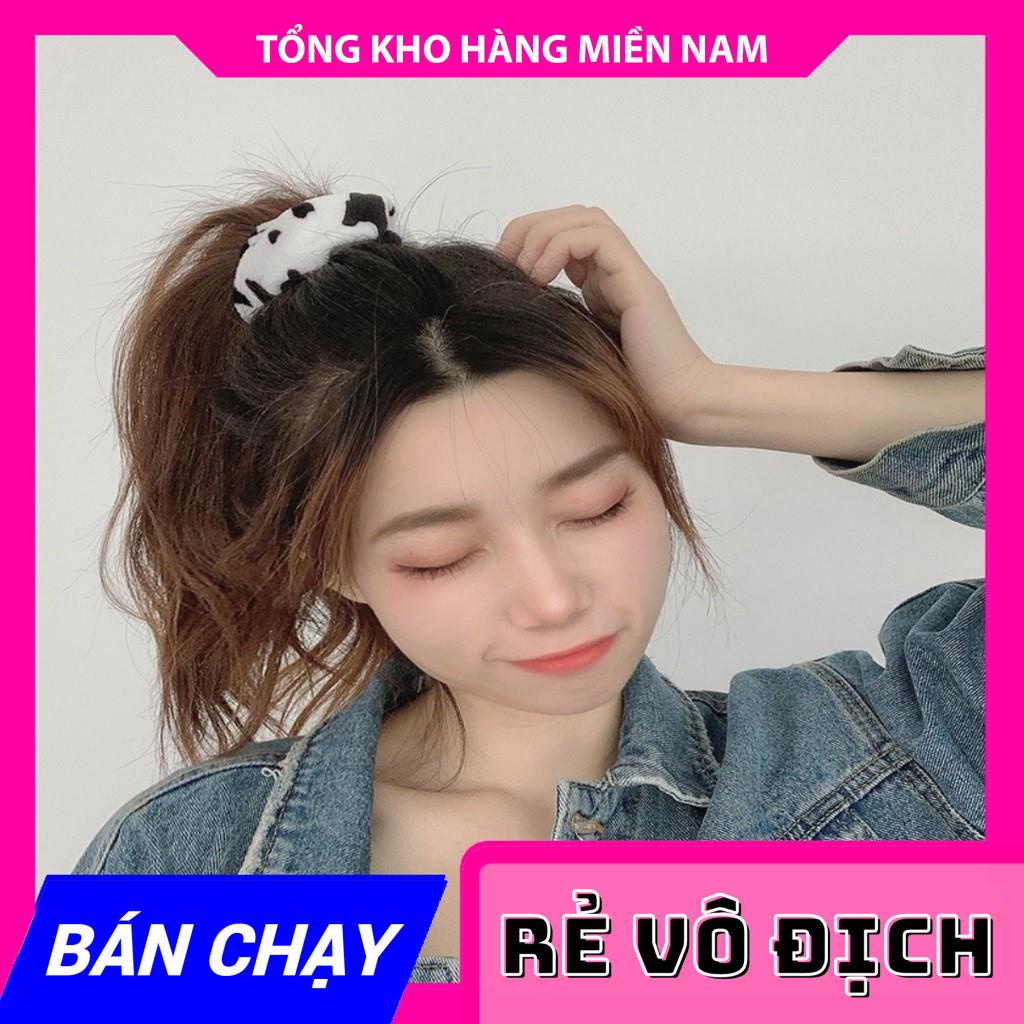 CỘT TÓC BÒ SỮA ⚡ DÂY BUỘC TÓC DỄ THƯƠNG ⚡ CỘT TÓC VẢI SCRUNCHIES BÒ SỮA ⚡ĐỒ BUỘC TÓC BÒ SỮA ⚡HOẠ TIẾT BÒ SỮA