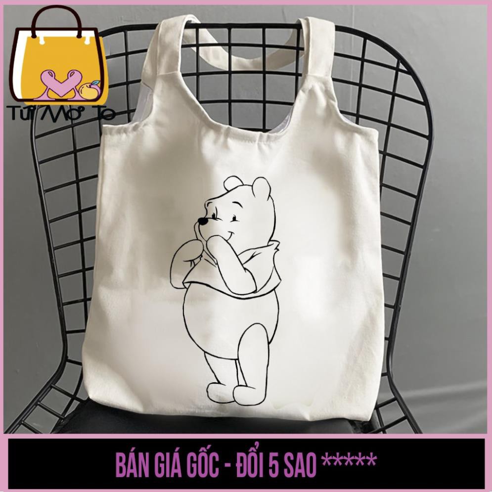 Túi tote túi vải túi canvas quai tròn có khóa kéo in hình đơn sắc dễ thương cho bé tô màu - Săn Nón Đẹp