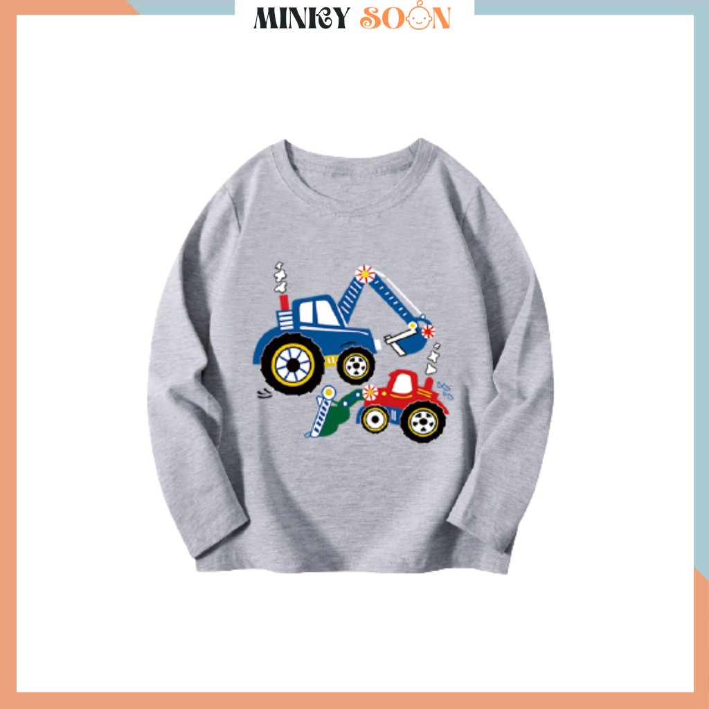 Áo Thun Dài Tay Chất Cotton In Hình Máy Xúc Cho Bé Trai  từ 7-27kg - MINKY SOON