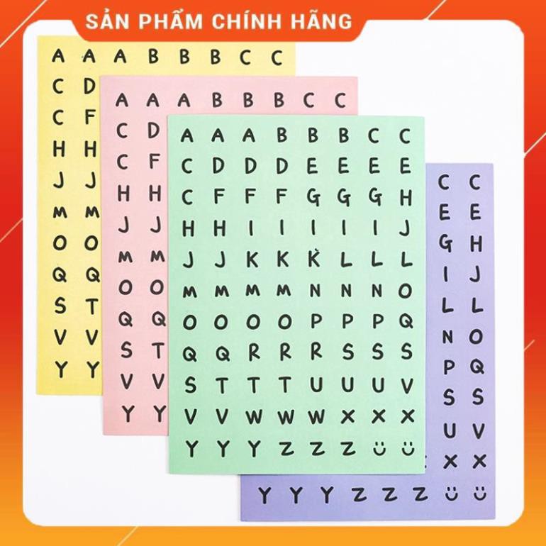 Tấm sticker in chữ số tiếng Anh thích hợp trang trí sổ tay/nhật ký