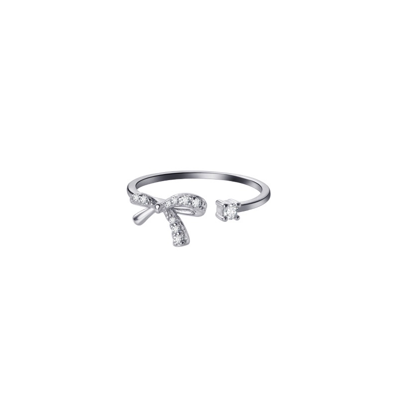Empty Bow Open Adjustable Korean Style Ring Zircon Inlaid Cold Point Bracelet Women Sweet Accessories Gifts