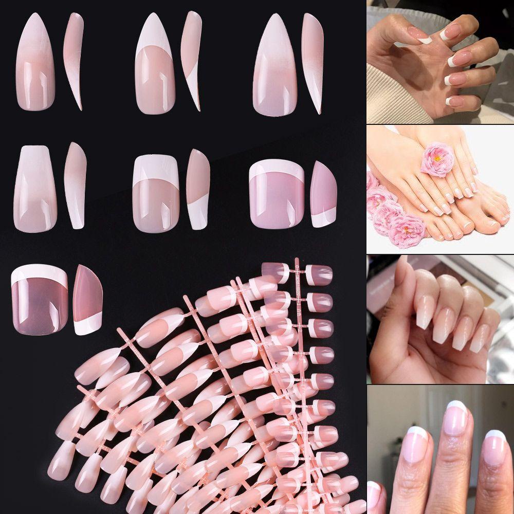 Bộ Móng Tay Giả Họa Tiết Trăng Lưỡi Liềm Tự Nhiên