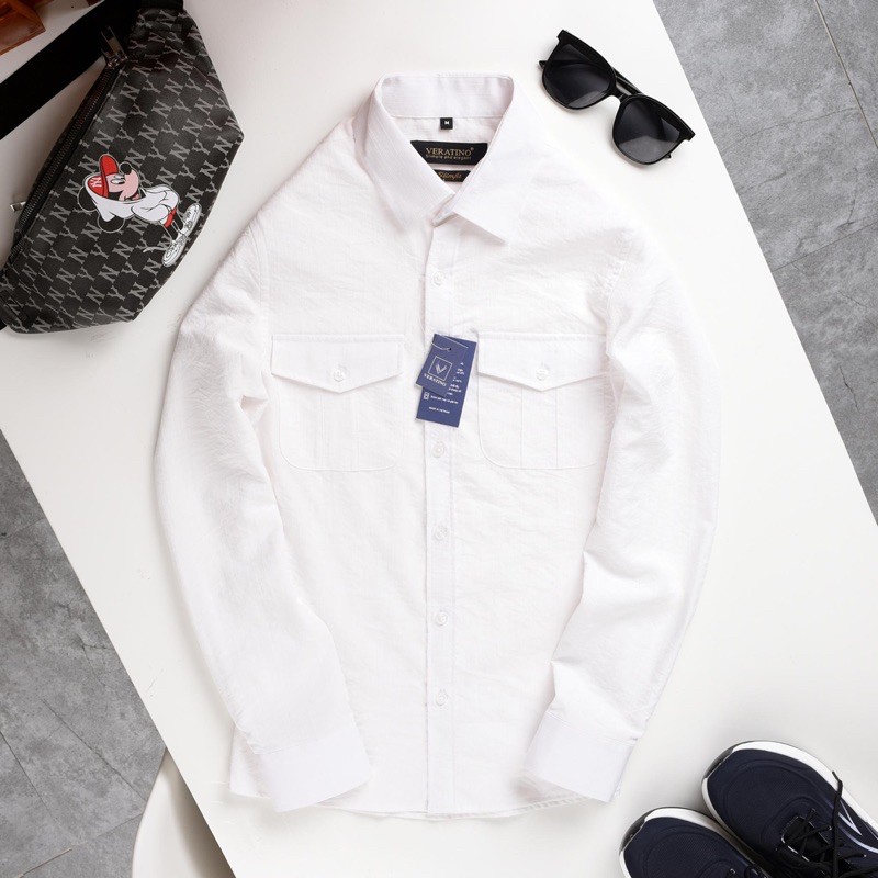 Áo Sơ Mi Nam Dài Tay Túi Hộp Chất Đũi Siêu Mát MS-02