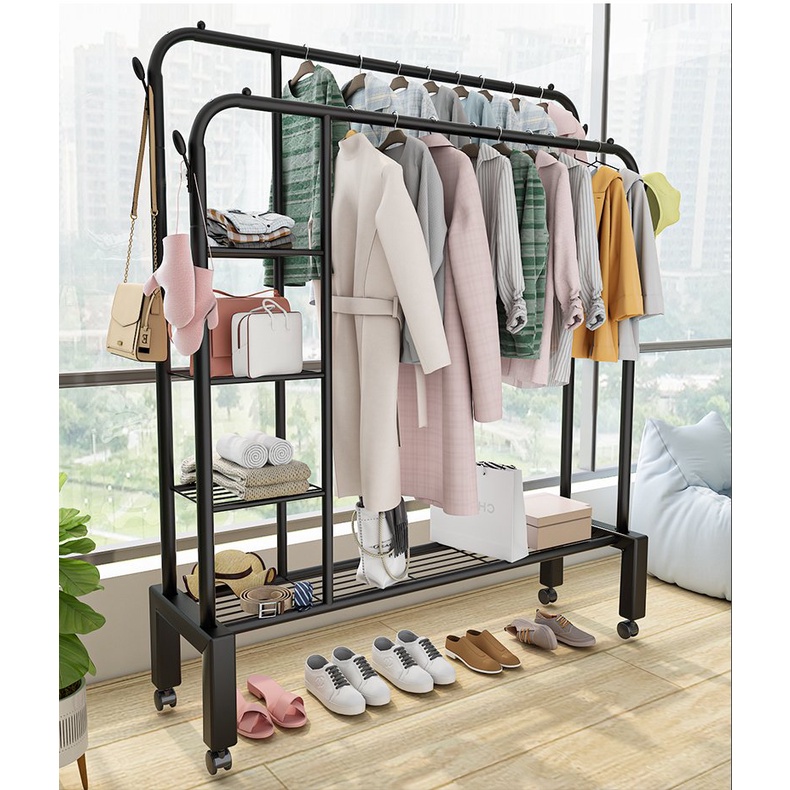 Giá treo quần áo đa năng PIHOUSE phong cách Hàn Quốc có tầng để giày và treo túi xách tiện lợi