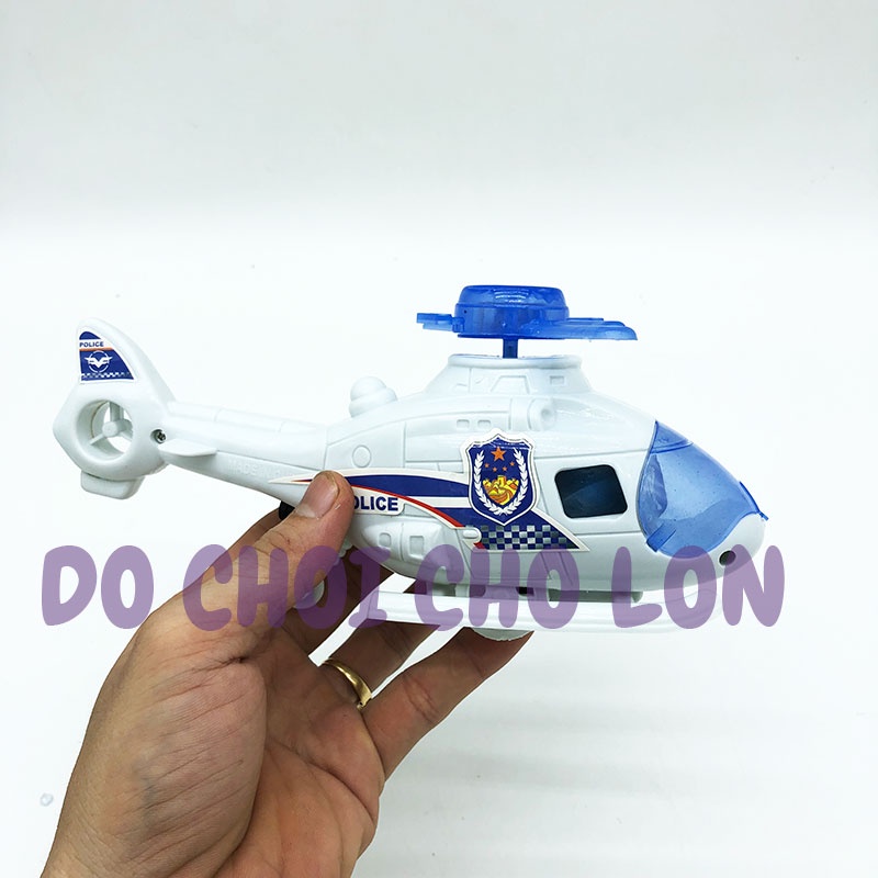 Đồ chơi máy bay trực thăng cảnh sát đèn chạy bằng dây cót 226