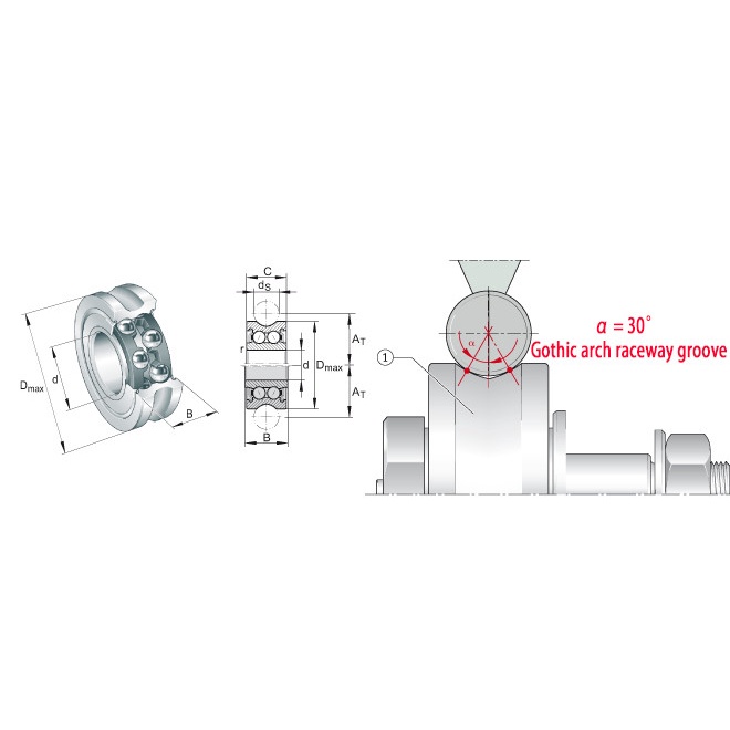 Vòng Bi Rãnh LFR 5201-12-2RS;LFR5201-10; LFR50/8-6; LFR50/8-8; LFR50/5-4; LFR5204-16; LFR5206-20; LFR5206-25; LFR5301-20