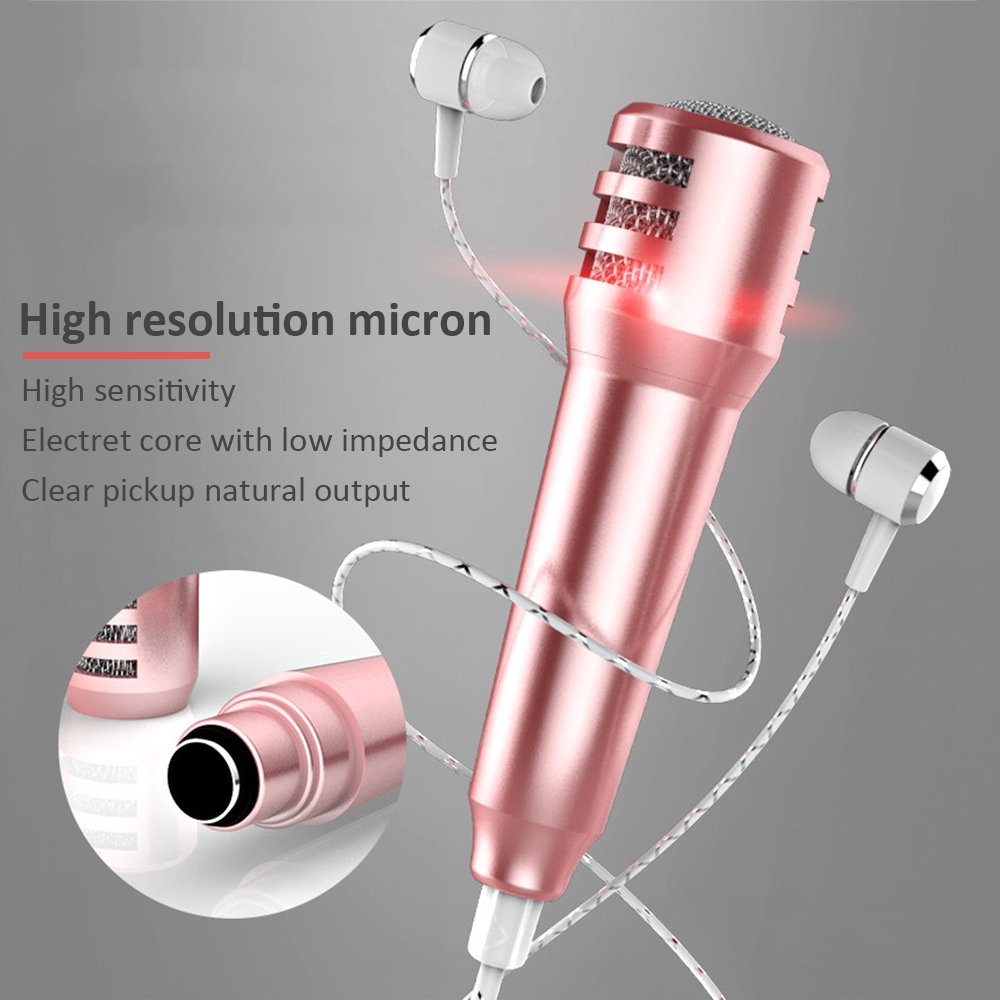 Portable 3.5mm Stereo Mic KTV Karaoke Mini Microphone Mobile Phone Universal Desktop Small Size Mic