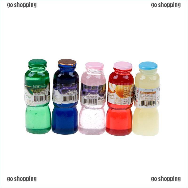 {go shopping}5pcs 1:12 scale miniature dollhouse drink bottle mini food play kids kitchen toy