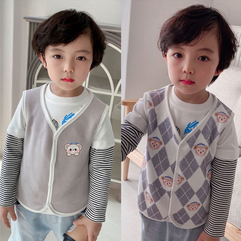 Áo Khoác Lông Cừu Không Tay Thời Trang Thu Đông Dễ Phối Đồ Cho Bé