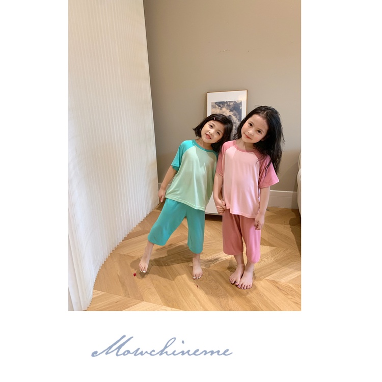Bộ Đồ Ngủ Pijama Phong Cách Hàn Quốc Màu Sắc Phù Hợp Cho Bé Gái 2-8 Tuổi