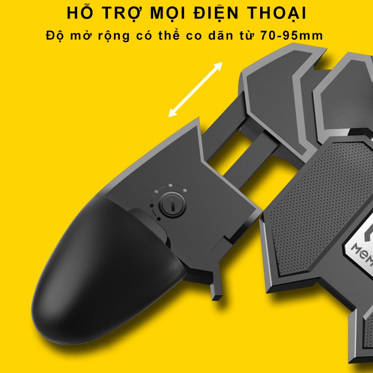 Tay cầm chơi game kèm quạt tản nhiệt cho điện thoại SIDOTECH Memo AK77 hỗ trợ 6 ngón bắn PUBG / FREE FIRE / ROS