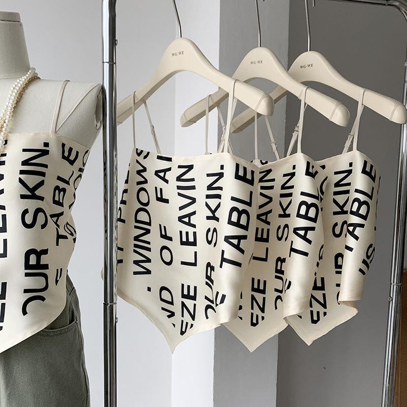 Áo Ống Vải Lụa In Chữ Quyến Rũ Thời Trang Mùa Hè Kiểu Mới 2022 Dễ Phối Đồ Dành Cho Nữ