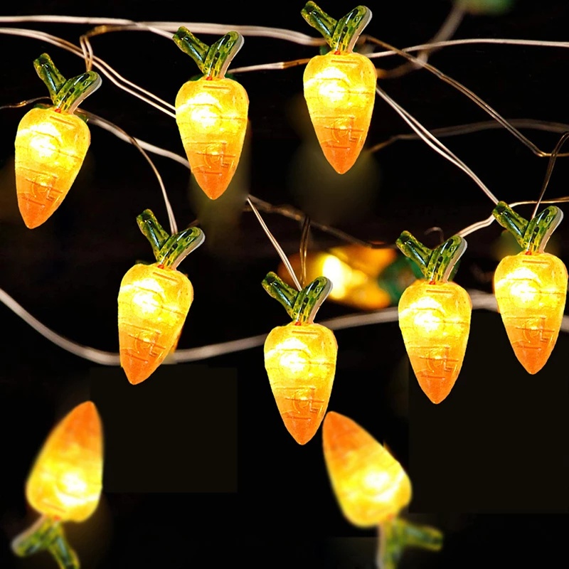 Dây đèn trang trí 20 LED hình củ cà rốt hoạt hình đáng yêu dành cho phòng ngủ trẻ em