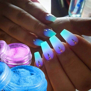 Set 12 Hộp Bột Neon Phosphor 12 Màu Dạ Quang Trang Trí Móng Tay