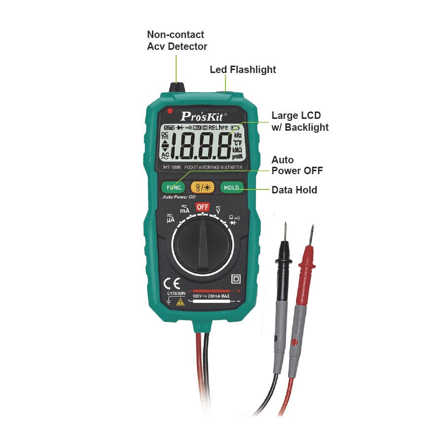 Đồng hồ đo điện tử Pro'skit MT-1508